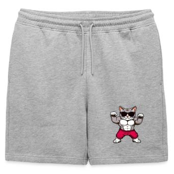 Fitness Cats - Mens' Premium Organic Sweatshorts - heather grey - Front - AI Model Male 178 light (178cm)