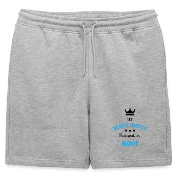Cadeau naissance bébé garçon Août Beaux Gosses BG - Short de survêtement homme premium - gris chiné - Devant - AI Model Male 178 light (178cm)