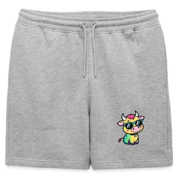 Vache audacieuse en lunettes colorées - Short de survêtement homme premium - gris chiné - Devant - AI Model Male 178 light (178cm)