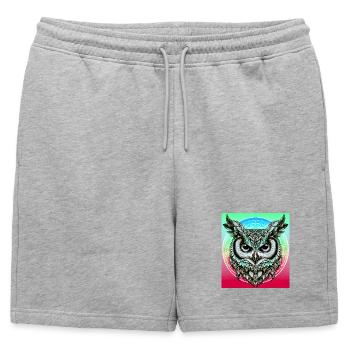 hibou - Short de survêtement homme premium - gris chiné - Devant - AI Model Male 178 light (178cm)