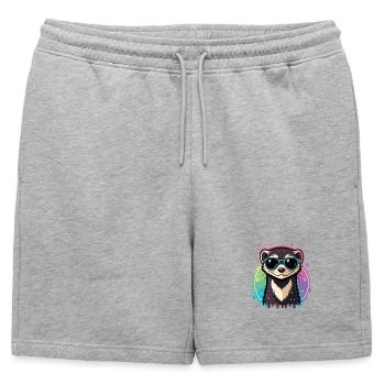 Loutre arc-en-ciel lunettes bleues - Short de survêtement homme premium - gris chiné - Devant - AI Model Male 178 light (178cm)