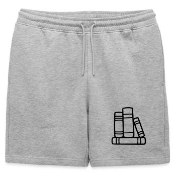 Club de lecture Book Stack Bibliothèque des enseignants - Short de survêtement homme premium - gris chiné - Devant - AI Model Male 178 light (178cm)