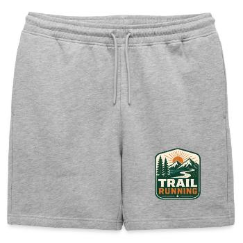 Course sur sentier - Short de survêtement homme premium - gris chiné - Devant - AI Model Male 178 light (178cm)