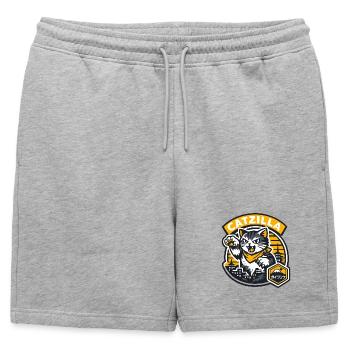 Catzilla Neon City Rampage - Mens' Premium Organic Sweatshorts - heather grey - Front - AI Model Male 178 light (178cm)
