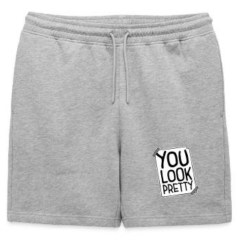 Tu as l’air assez drôle, complément Logo de l’amour de soi - Short de survêtement homme premium - gris chiné - Devant - AI Model Male 178 light (178cm)