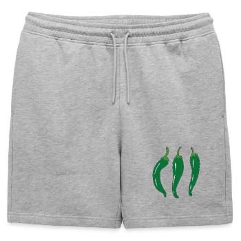 Three green chili peppers - Mens' Premium Organic Sweatshorts - heather grey - Front - AI Model Male 178 light (178cm)