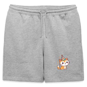 Chaton Party Arc-en-Ciel - Short de survêtement homme premium - gris chiné - Devant - AI Model Male 178 light (178cm)