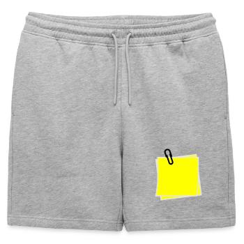 Postit | Zettel | gelber Zettel | Sticker | - Short de survêtement homme premium - gris chiné - Devant - AI Model Male 178 light (178cm)