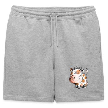 bébé vache douce - Vache - Vaches - enfant - bébé - naissance - Short de survêtement homme premium - gris chiné - Devant - AI Model Male 178 light (178cm)