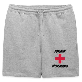 Donneur d'orgasmes ! - Short de survêtement homme premium - gris chiné - Devant - AI Model Male 178 light (178cm)