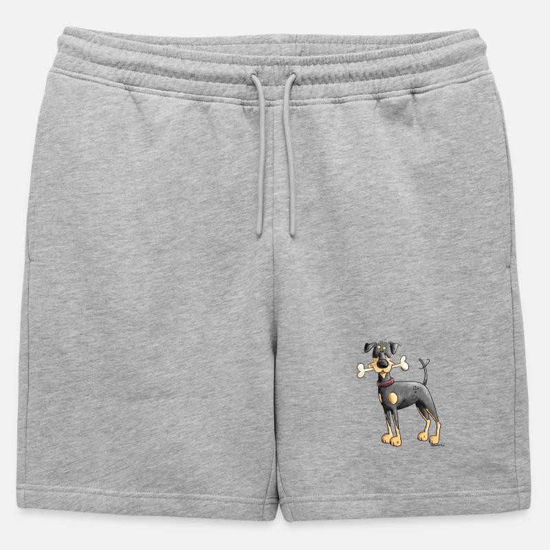 Dobermann Oder Pinscher mit Knochen - Männer Premium Organic Sweatshorts - Grau meliert
