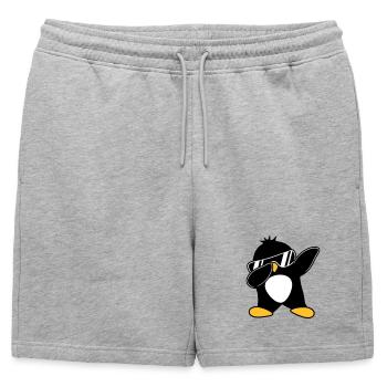 Dabbing Penguin - Mens' Premium Organic Sweatshorts - heather grey - Front - AI Model Male 178 light (178cm)