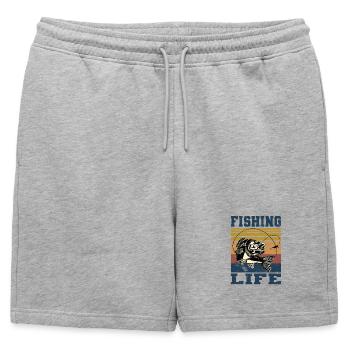Vie de pêche - Short de survêtement homme premium - gris chiné - Devant - AI Model Male 178 light (178cm)