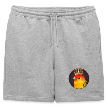 royal bird as a portrait with a golden crown - Mens' Premium Organic Sweatshorts - heather grey - Front - AI Model Male 178 light (178cm)