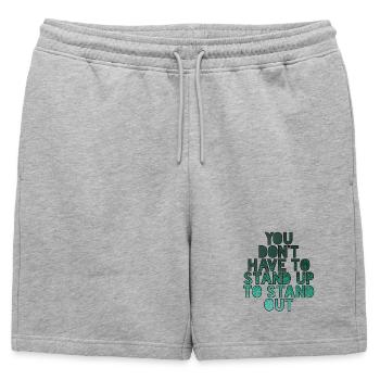 Vous n’avez pas besoin de rester debout pour vous démarquer # - Short de survêtement homme premium - gris chiné - Devant - AI Model Male 178 light (178cm)