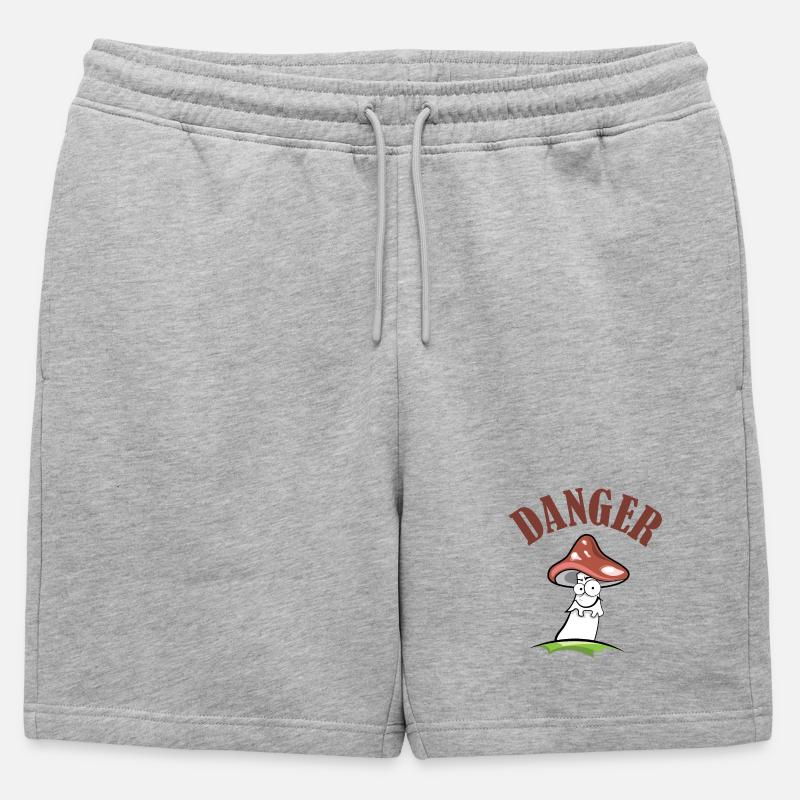 Toadstool danger symbol comic funny - Mens' Premium Organic Sweatshorts - heather grey