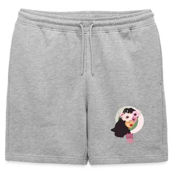 Girl Power Fleurs Visage Fort Rose Féminisme Mignon - Short de survêtement homme premium - gris chiné - Devant - AI Model Male 178 light (178cm)