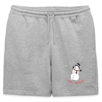Bonhomme de neige joyeux avec écharpe - Short de survêtement homme premium - gris chiné - Devant - AI Model Male 178 light (178cm)