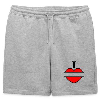 Ich mag Logo mit transparentem Balken dazwischen - Männer Premium Organic Sweatshorts - Grau meliert - Vorne - AI Model Male 178 light (178cm)