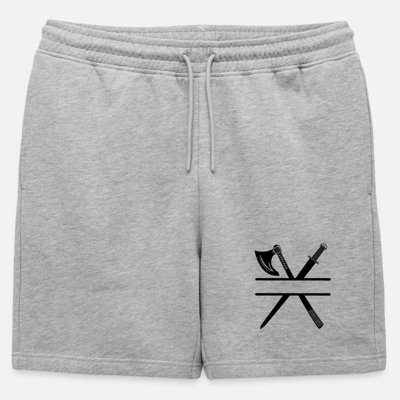 Wikinger Axt Schwert - Männer Premium Organic Sweatshorts - Grau meliert