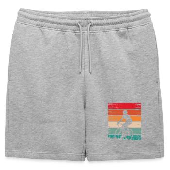 Retro Sonnenuntergang Radfahrer - Männer Premium Organic Sweatshorts - Grau meliert - Vorne - AI Model Male 178 light (178cm)