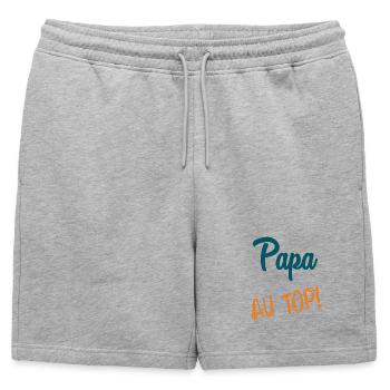 HAPPY FATHER'S DAY. DAD. FATHER'S DAY. FATHER. GOOD - Mens' Premium Organic Sweatshorts - heather grey - Front - AI Model Male 178 light (178cm)