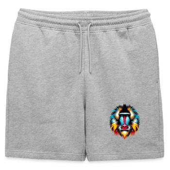 Singe mandrill - Short de survêtement homme premium - gris chiné - Devant - AI Model Male 178 light (178cm)