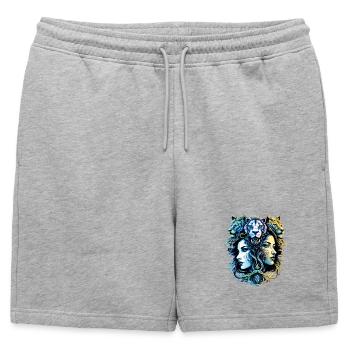Conception fantastique de têtes de lion et de têtes de - Short de survêtement homme premium - gris chiné - Devant - AI Model Male 178 light (178cm)