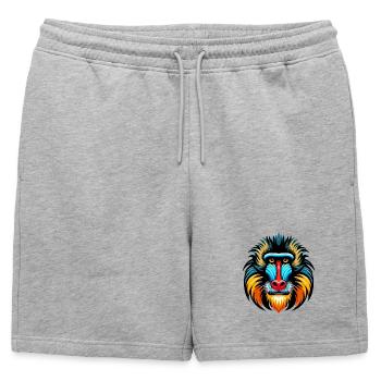 Singe mandrill - Short de survêtement homme premium - gris chiné - Devant - AI Model Male 178 light (178cm)