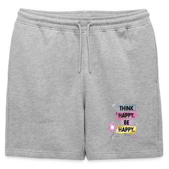 Think Happy, Be Happy - Mens' Premium Organic Sweatshorts - heather grey - Front - AI Model Male 178 light (178cm)