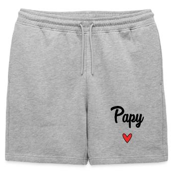 PAPY. FÊTE DES PÈRES. BONNE FÊTE PAPY. JE T'AIME. - Short de survêtement homme premium - gris chiné - Devant - AI Model Male 178 light (178cm)