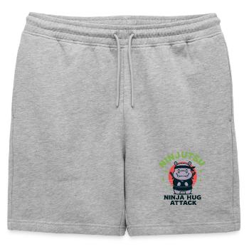 Hippopotame Ninja Câlin - Short de survêtement homme premium - gris chiné - Devant - AI Model Male 178 light (178cm)
