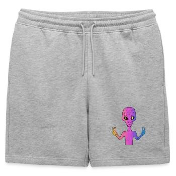 Peace Alien - Männer Premium Organic Sweatshorts - Grau meliert - Vorne - AI Model Male 178 light (178cm)