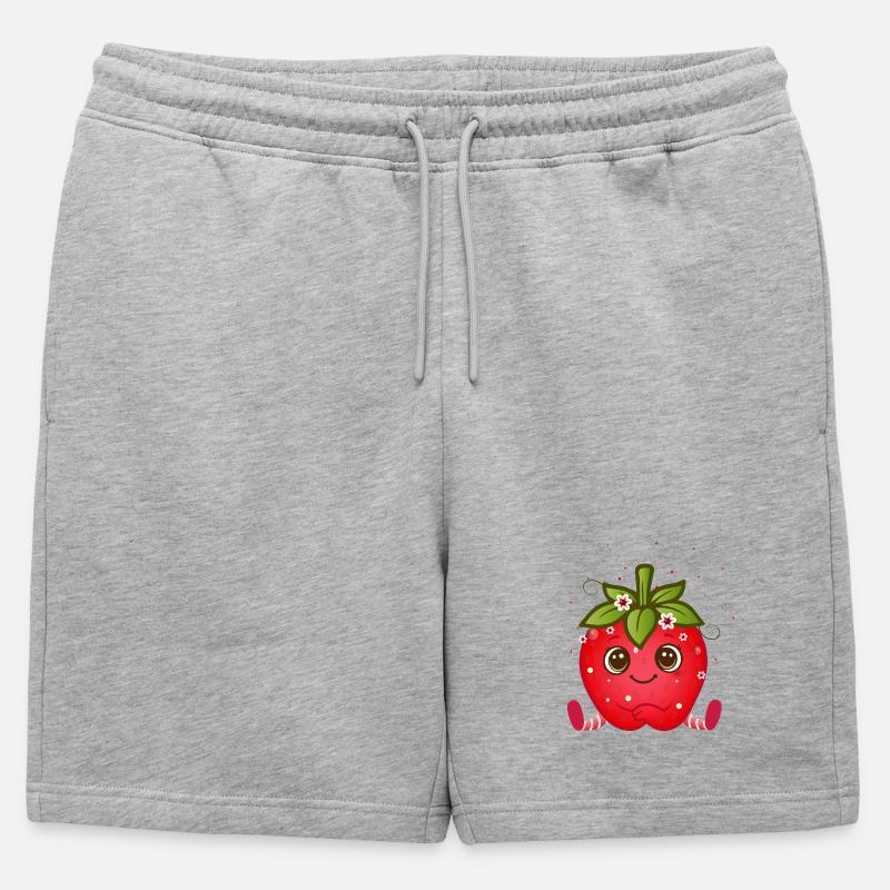 Süße Erdbeerfigur mit Kulleraugen - Männer Premium Organic Sweatshorts - Grau meliert