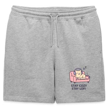 Lofi Cat Hoodie – Stay Cozy Stay Lofi Vibes - Männer Premium Organic Sweatshorts - Grau meliert - Vorne - AI Model Male 178 light (178cm)
