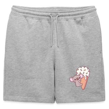 Drôle de koala s’accrochant à un cornet de crème glacée - Short de survêtement homme premium - gris chiné - Devant - AI Model Male 178 light (178cm)