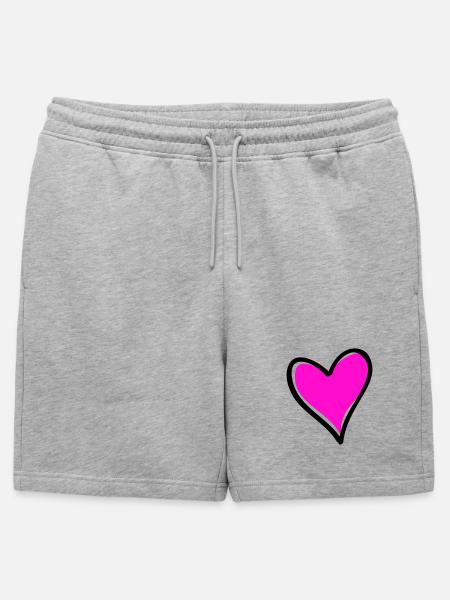 Bright Pink Heart Motif - Mens' Premium Organic Sweatshorts - heather grey