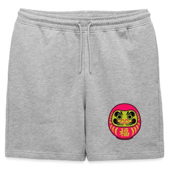 Daruma coloré avec des symboles porte-bonheur - Short de survêtement homme premium - gris chiné - Devant - AI Model Male 178 light (178cm)