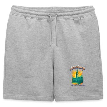 T-shirt de l'hôtel de ville de Hambourg – Design architectural rétro - Short de survêtement homme premium - gris chiné - Devant - AI Model Male 178 light (178cm)