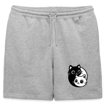 Portrait de chat Ying Yang - Short de survêtement homme premium - gris chiné - Devant - AI Model Male 178 light (178cm)