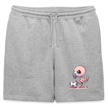 Kawaii Flamingo Kicks Soccer Pour les Fans d’Enfants - Short de survêtement homme premium - gris chiné - Devant - AI Model Male 178 light (178cm)