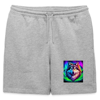 Loup - Short de survêtement homme premium - gris chiné - Devant - AI Model Male 178 light (178cm)