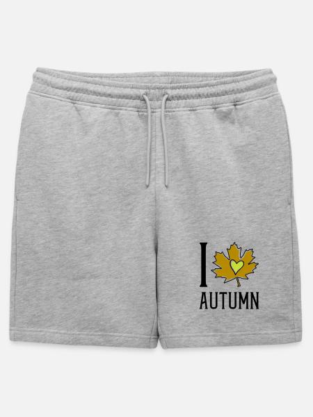 Herz im Herbstblatt - Männer Premium Organic Sweatshorts - Grau meliert