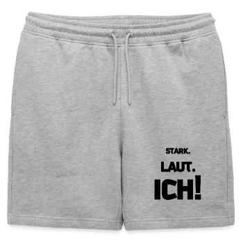 Fort. Fort. Je! - Short de survêtement homme premium - gris chiné - Devant - AI Model Male 178 light (178cm)