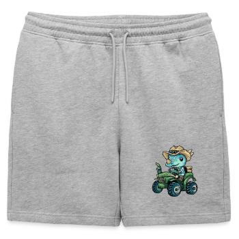 Dinosaure tricératops tracteur agriculteur - Short de survêtement homme premium - gris chiné - Devant - AI Model Male 178 light (178cm)