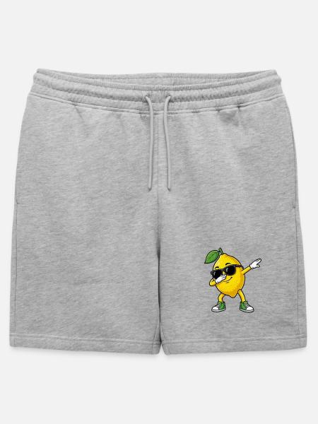 Funny Lemon in Dab Pose Cartoon - Mens' Premium Organic Sweatshorts - heather grey