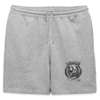 Force, Nature, Aventure Survivante - Short de survêtement homme premium - gris chiné - Devant - AI Model Male 178 light (178cm)
