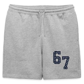 Number Lights 67 - Mens' Premium Organic Sweatshorts - heather grey - Front - AI Model Male 178 light (178cm)