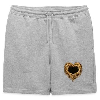 Cœur des racines – motif nature plein de solidarité - Short de survêtement homme premium - gris chiné - Devant - AI Model Male 178 light (178cm)