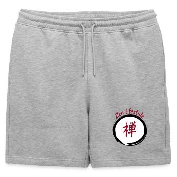 Lifestyle Zen Kanji Circulaire - Short de survêtement homme premium - gris chiné - Devant - AI Model Male 178 light (178cm)